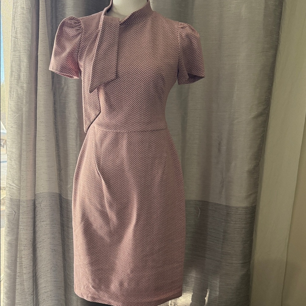 London Fog Blush Chevron Midi Dress